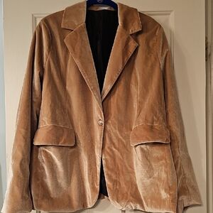Tan Velvet Blazer Xxl..runs Small Though. More Like An Xl New Without Tags.